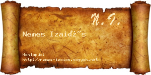 Nemes Izaiás névjegykártya